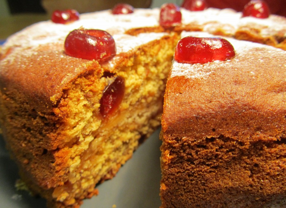 Cherry and Marzipan Cake - Cut