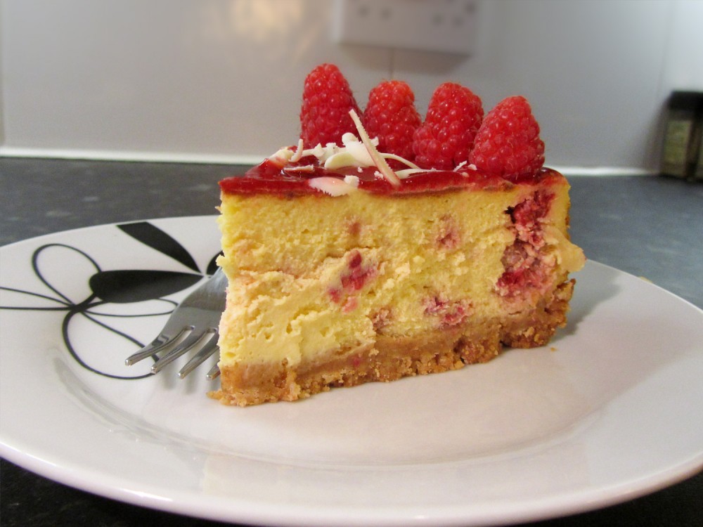 White Chocolate and Raspberry Cheesecake - Sliced